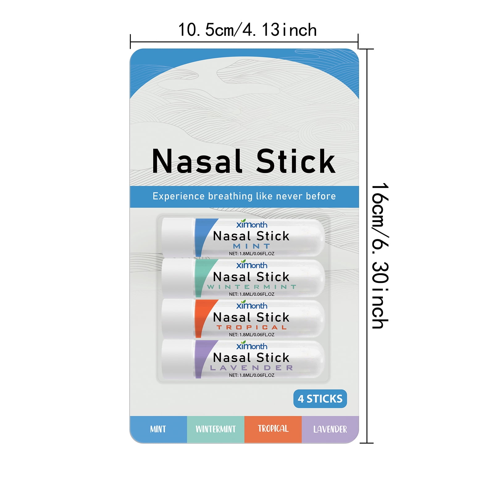 Alvantor Nasal Stick Aromatherapy Inhaler for Breathing Relief and Essential Oil Care, 4 Sticks