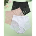 thumbnail image 5 of Finetoo Seamless Underwear for Women No Show Light Tummy Control Shapewear Stripe Lace Panties Full Coverage Briefs S-XXL 3 Pack, 5 of 5