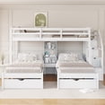 thumbnail image 4 of Harper & Bright Designs Triple Bunk Bed with Stairs and Storage Drawers, Twin over Twin & Twin Triple Bunk Beds with Shelves, Wooden 3 Bed Bunk Beds, White, 4 of 12