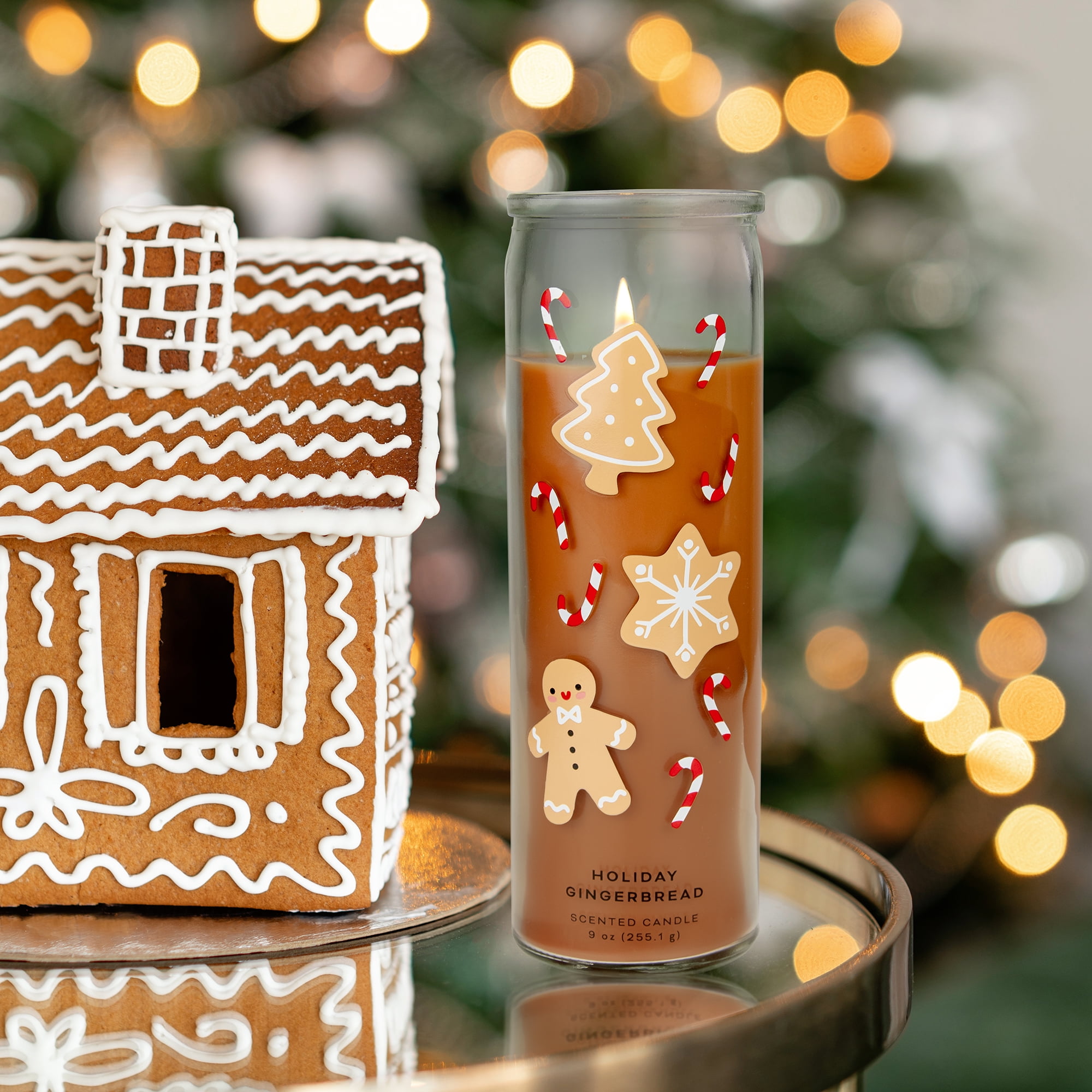 (2 pack) Mainstays Holiday Gingerbread Scented Candle, Holiday Pillar Candle, 9 oz