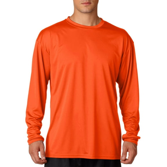 A4 N3165 Long Sleeve Cooling Performance Crew Shirt, ATHLETIC ORANGE, XL