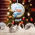 thumbnail image 4 of Personalized Ornament Baby's First Christmas Baby Boy on Moon Christmas Tree Ornament Artisanal Customized Decoration Baby Ornaments-Free Personalization, 4 of 9