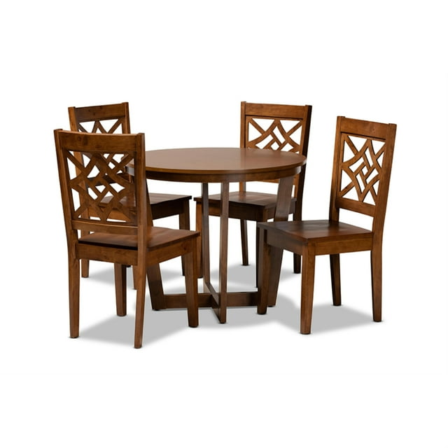 Baxton Studio Ensemble de Salle à Manger Moderne et Contemporain en Bois Fini Noyer Brun 5 Pcs