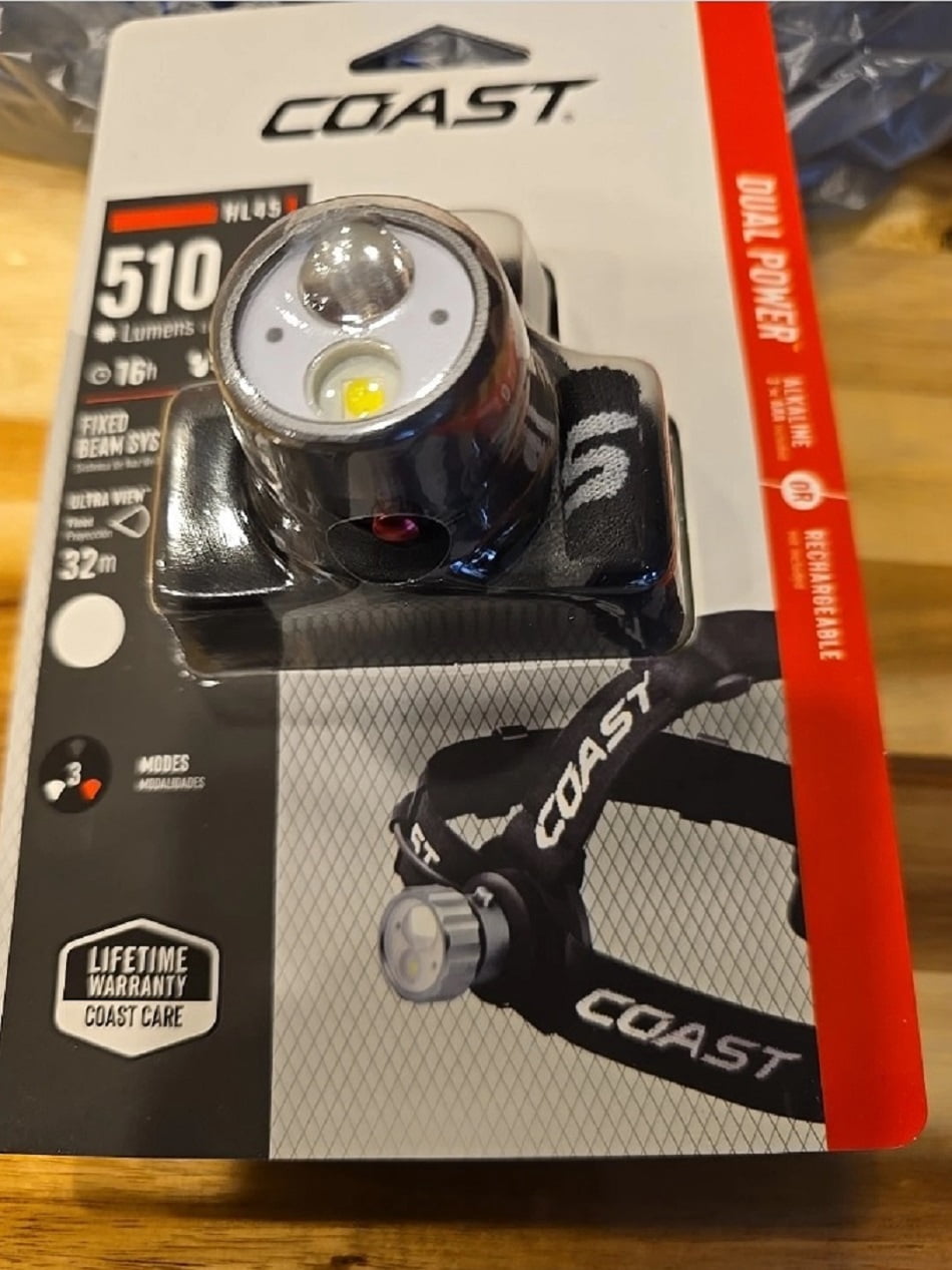 Coast HL45 LED Headlamp IP54 StormProof 2 Mode White Red 3 AAA 45