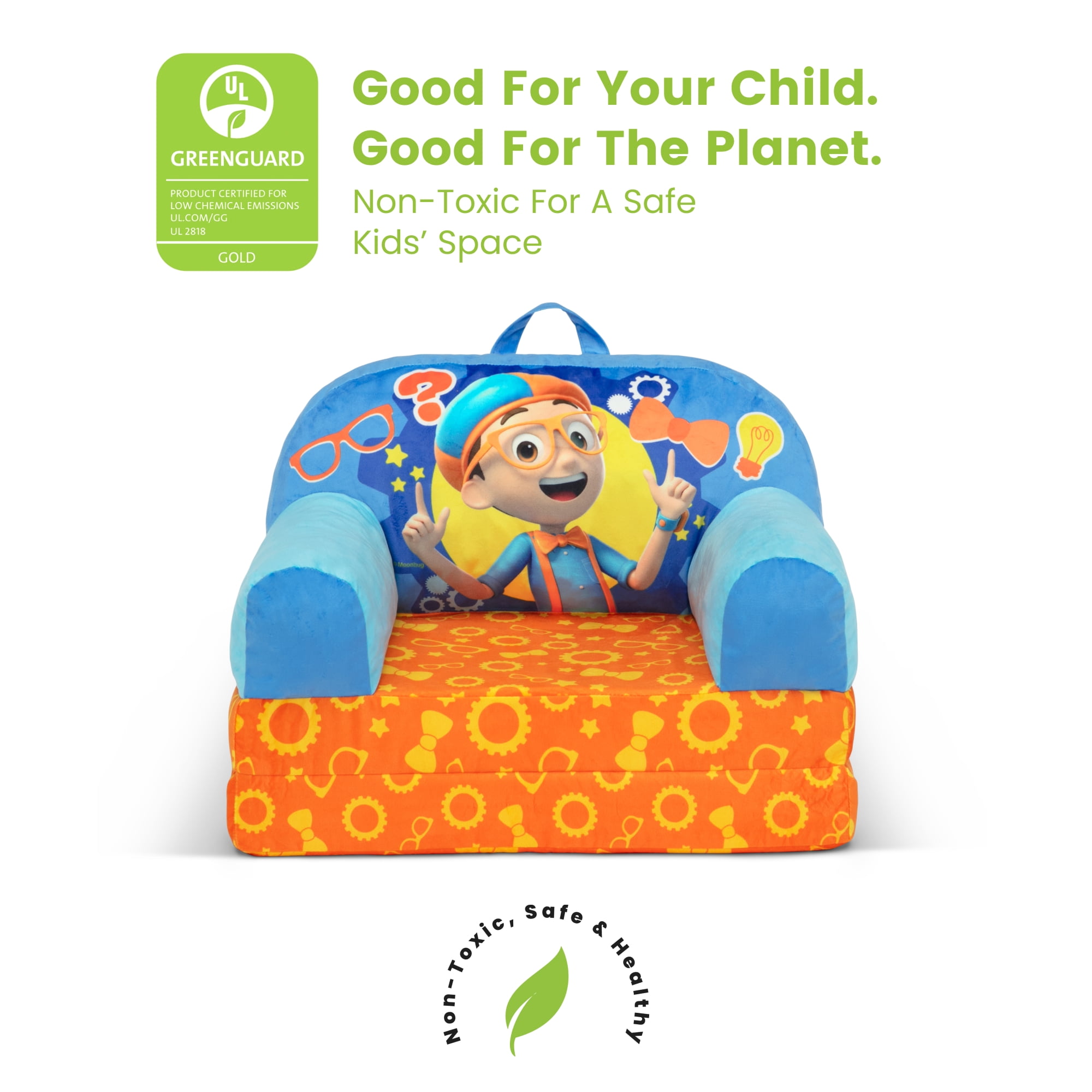 Blippi Cozee Buddy Flip-Out Chair by Delta Children, Blue