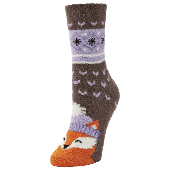 Airplus Fall Toe Fox Cozy Crew Socks, Women's 5-10, 1 pair