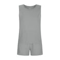 thumbnail image 4 of Lyrcatrment Shorts Sets for Women 2pc Cotton Linen Outfits Summer Tank Tops Round Neck Matching Set Trendy Casual Outfits Womens Clothing(Large,Gray), 4 of 9