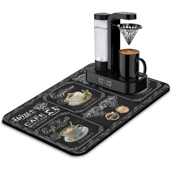 Tapis de Café Amusant 23inx15 Po, Tapis de Bar à Café pour Comptoirs, Absorbant Cache-Taches Antidérapant Accessoires de Bar à Café s'Adaptent sous la Machine à Café, Tapis de Séchage pour Cuisine