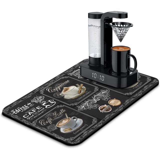 Fun Coffee Mat 23inx15in,Coffee Bar Mat for Countertops,Absorbent Hide Stain Anti-Slip Coffee Bar Accessories Fit Under Coffee Machine Mat,dish Drying Mats for Kitchen