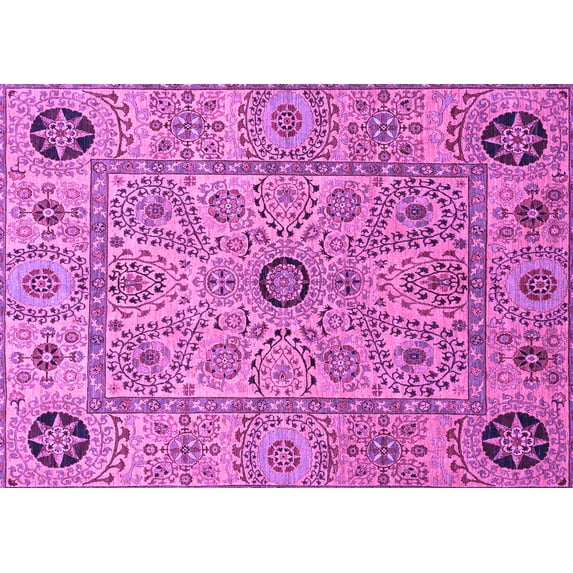 Ahgly Company Indoor Rectangle Abstract Purple Modern Area Rugs, 7' x 9'
