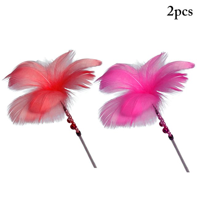 2 Pcs Cat Plume Teaser Interactif Belle Chat Jouet Interactif Chat Teaser Baguette
