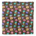 thumbnail image 1 of Bimba Brown Donut & Text Printed Pure Silk Scarf Neck Wrap Summer Hair Bandanas For Women 40 x 40 Inches, 1 of 6