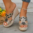 thumbnail image 2 of Bmisegm Ladies Summer Rhinestone Bright Leather Thick Bottom Large Size Slope Heel Sandals Slippers Womens Sandals Summer Black 7.5, 2 of 9