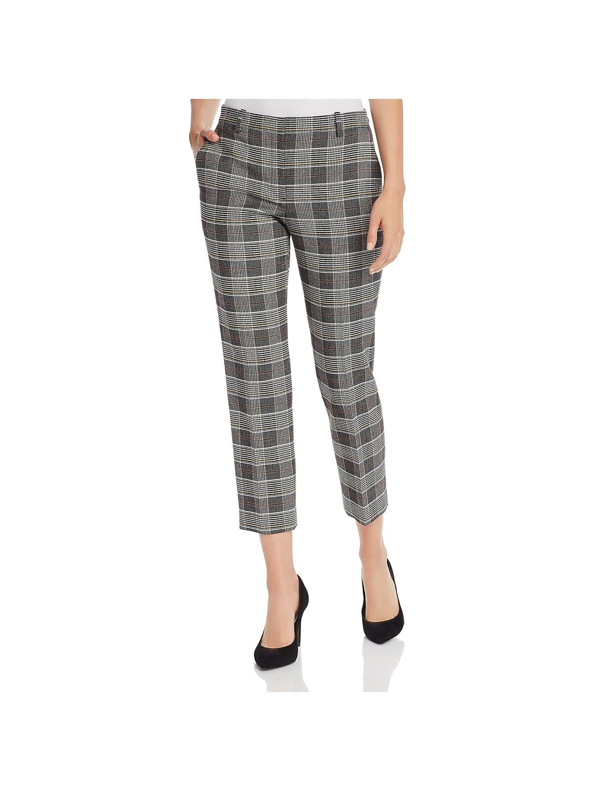 Theory Womens Crop Plaid Straight Leg 