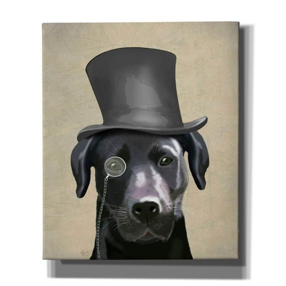Epic Graffiti 'Black Labrador, Formal Hound and Hat' by Fab Funky, Canvas Wall Art, 20"x24"