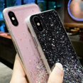 thumbnail image 3 of Estuche con purpurina compatible con iPhone 12 Mini, estuche brillante con estrellas brillantes para niñas y mujeres, estuche protector de TPU suave transparente a prueba de golpes, color negro, 3 of 5