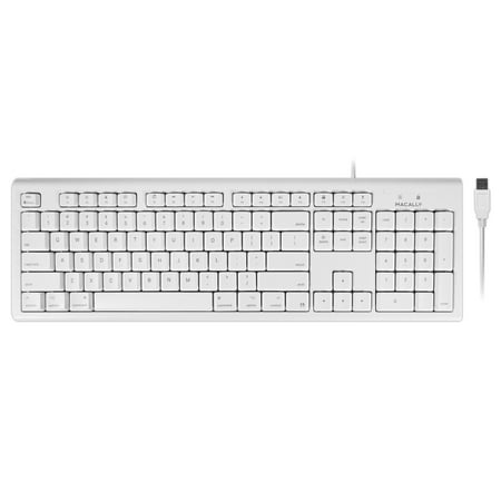 Macally Full-Size USB Wired Keyboard for Mac Mini/Pro, iMac Desktop Computer, MacBook Pro/Air Desktop w/ 16 Compatible Apple Shortcuts, Extended with Number Keypad, Rubber Domed Keycaps - Spill
