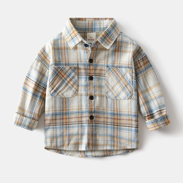 Blusa y camisa de manga larga con cuello vuelto para niñas de mediana edad y pequeñas, camisa de manga larga con cuello redondo, bolsillos y parte inferior suelta, blusa para niños
