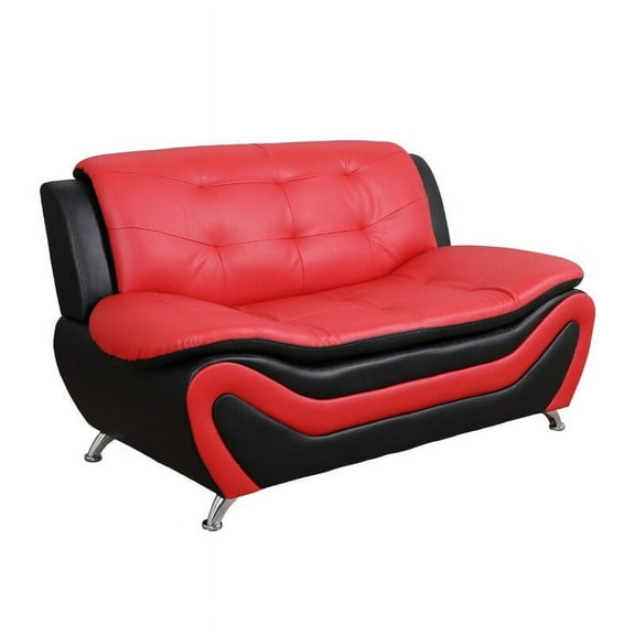 PonLiving Furniture Nerstrand Loveseat / Upholstery Color: Black/Red Nerstrand Loveseat / Upholstery Color: Black/Red