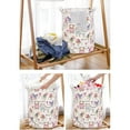 thumbnail image 6 of Xaoshaoyi Large Laundry Basket, Foldable Storage Bin, Freestanding Laundry Hamper with Handles for Girls Nursery Bedroom, Dirty Clothes Laundry Basket, Baby Shower Gifts(Floral Paris Towel), 6 of 8
