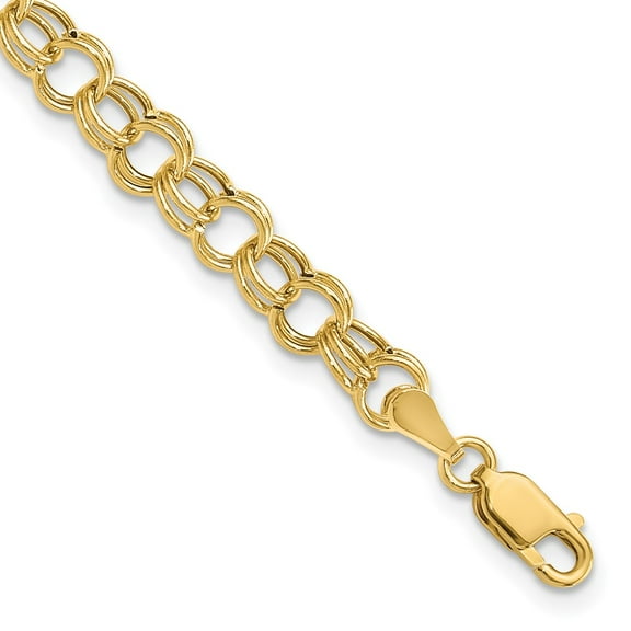 14k Yellow Gold Bracelet Charm mm 7 in Hollow Double Link