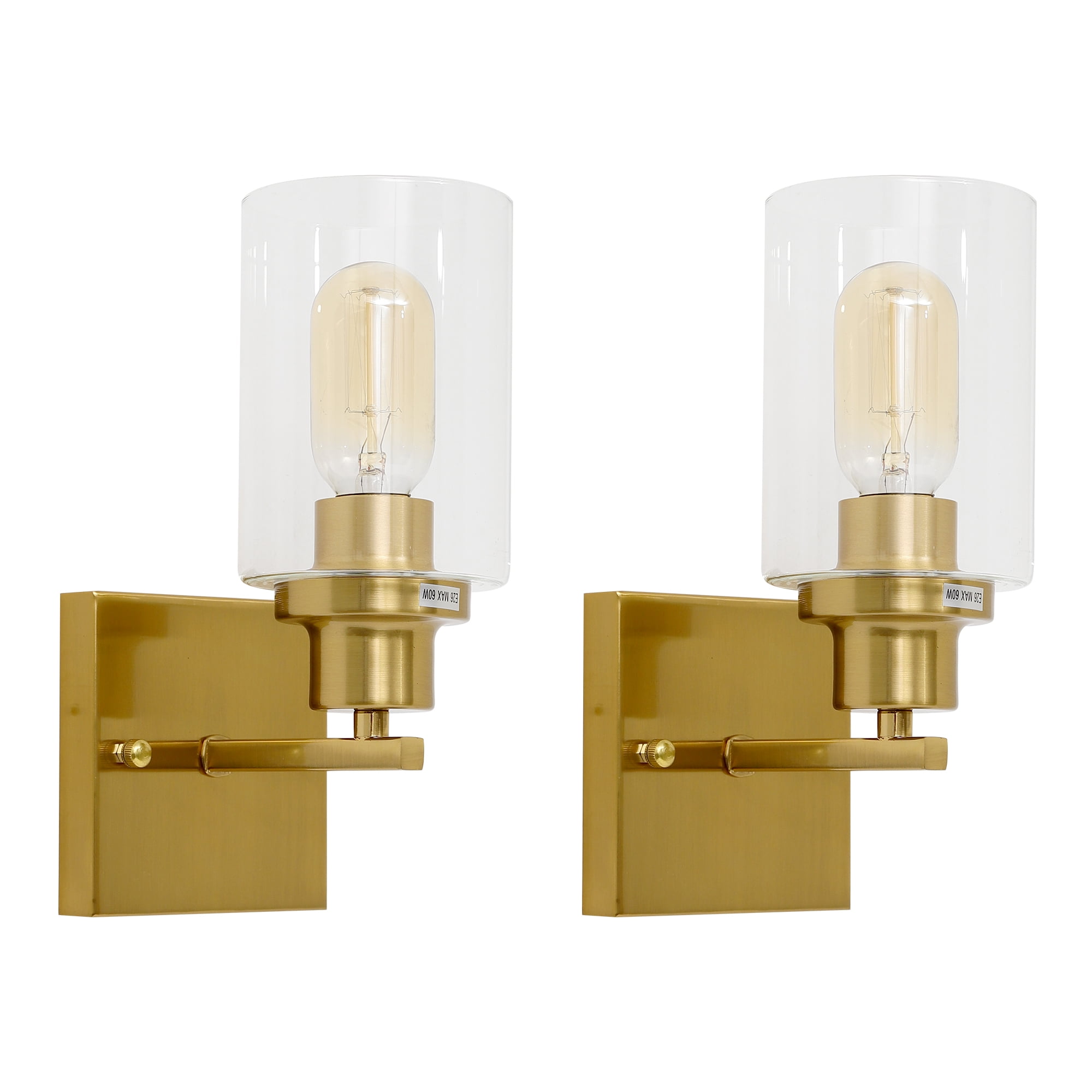2Pack 1Light Black/Gold Wall Sconces, Modern Bathroom Vanity Light