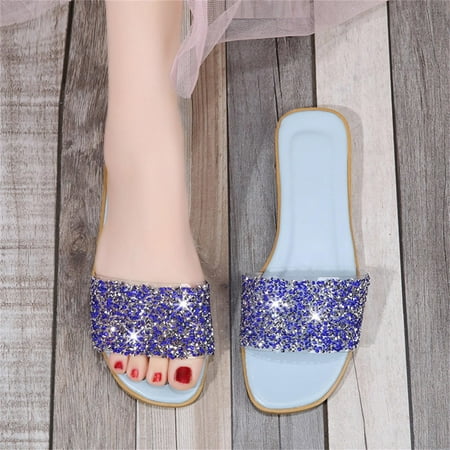

Gubotare Womens Slippers Women s Glitter Strappy Wrapped Wedge Heel Platform Sandals Sky Blue