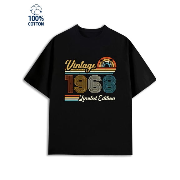 Vintage 1968 Tee for men 180G 100% Cotton black Classic Unisex Shirt Graphic Tee tshirts Fashion Unisex Shirt Printed tshirts Casual Unisex Shirt Graphic tshirts Basic Unisex Shirt Printed tshirts