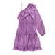 thumbnail image 1 of bar III Vestido de un hombro con volantes para mujer, Púrpura, XS, 1 of 2