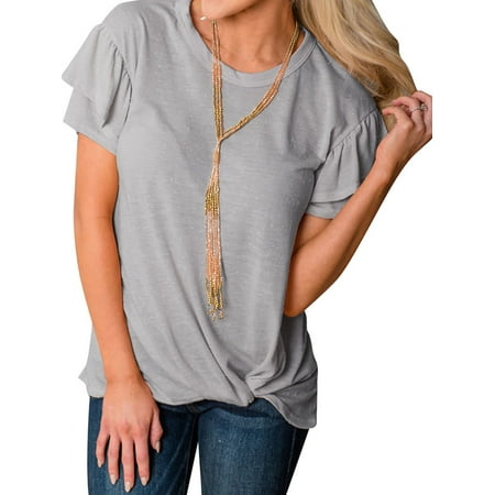 - 711ONLINESTORE Women Ruffle Short Sleeve Casual Top