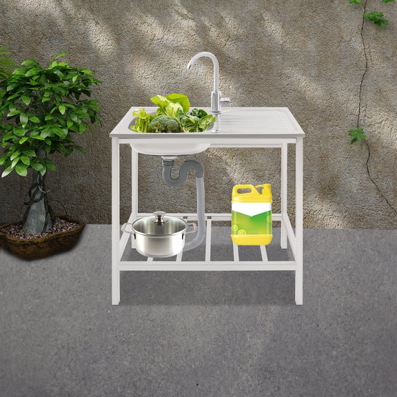 Peakora Commercial Kitchen Sink with 1 Compartment Utility Sink Operation Countertop and Bottom Shelf Stainless Steel Freestanding Kitchen Sink 13.7*12.2*5.12in