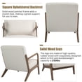 thumbnail image 6 of PAPROOS Accent Chair Set of 2, Mid-Century Modern Armchair with Solid Wood Frame and Pillow, Velvet Fabric Upholstered Reading Chair for Living Room Bedroom, White, 6 of 11