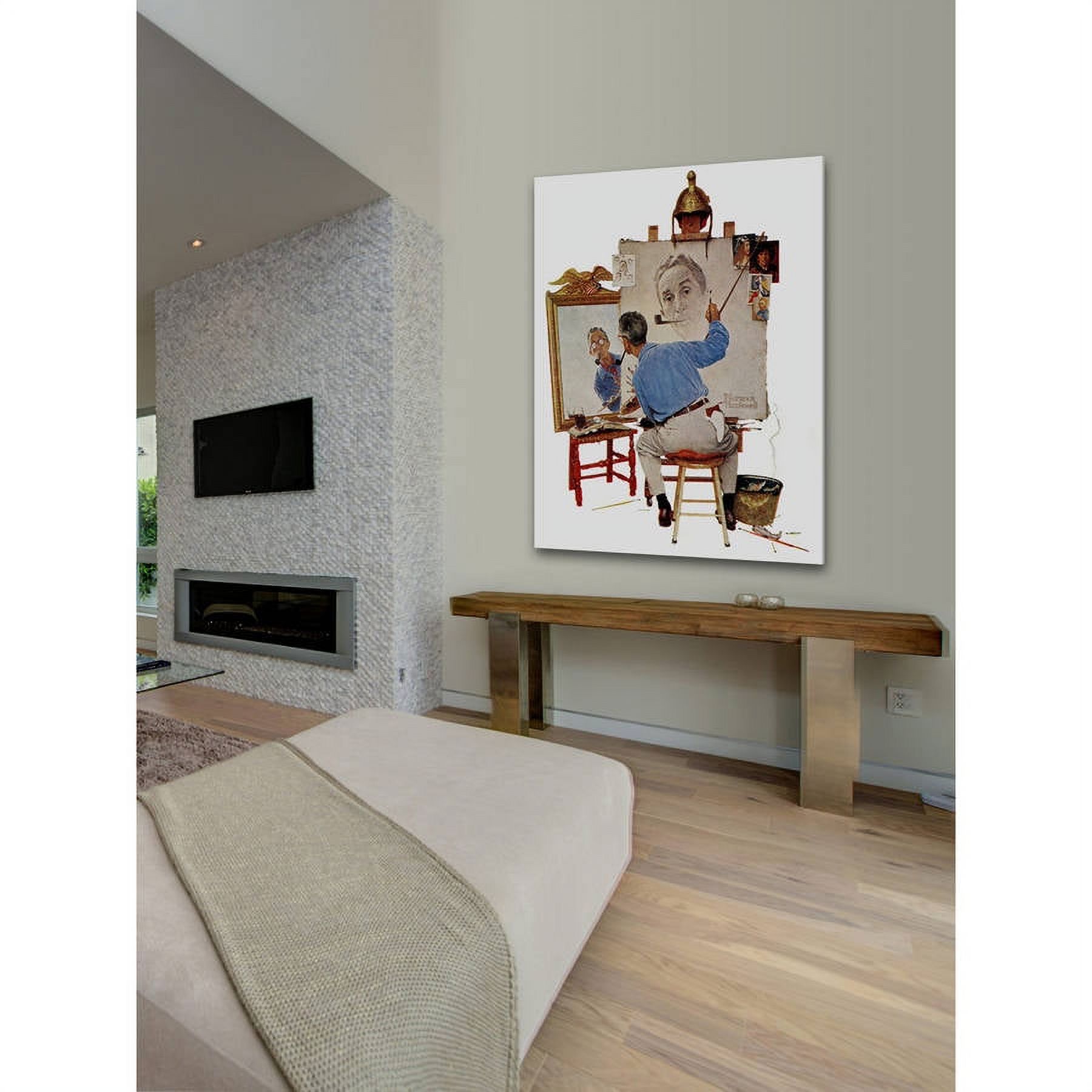 Marmont Hill 'Triple Self Portrait' by Norman Rockwell Painting Print on Wrapped Canvas