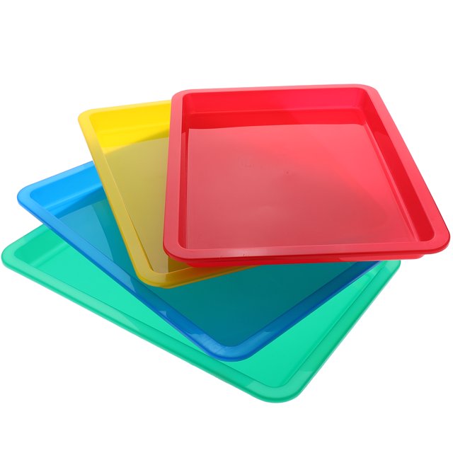 4 Pcs Plateaux d'Art Assortis Plateaux Carrés Plats pour Projets Diy Utilisation en Classe