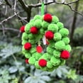 thumbnail image 4 of DizeyBoyo Christmas Front Door Wreath Green Pom-pom Wreath Cute Wooden Green Elf Hand Christmas Wreath Decorations Indoor Outdoor (Green, 33cm/13.2inch), 4 of 6