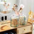 thumbnail image 3 of Yayeee 2 Pack Qtip Holder Bathroom Cotton Swab Canister with Lid Clear Dispenser Set, Colorful Wildflowers, 3 of 6