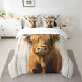 thumbnail image 2 of jejeloiu Rustic Western Farmhouse 7-Piece Bedding Comforter Set,Farm Highland Cattle King Bedding Sets,Brown Gray Bed Sheets For Kids,Breathable Home Decor Reversible, 2 of 8