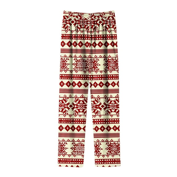 LEBONYARD Womens Pants Clearance Clothes under $5,Women Home Pocket Printed Pajama Pants Set Daily Home Wear Long Sleeve Crew Neck Shirt Set Pants Red S