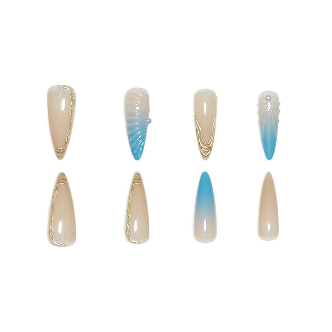 Cross-border hot sale almond 3D three-dimensional shell sweet pearl wearing armor removable fake nail finished product wholesale