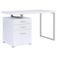 thumbnail image 4 of Pemberly Row Bureau Moderne en Bois à 3 Tiroirs Blanc et Argent, 4 of 11