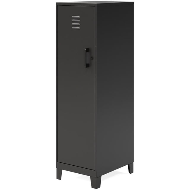 Space Solutions 53.38"H 4 Shelf Metal Storage Locker Cabinet 3" Riser Legs Black