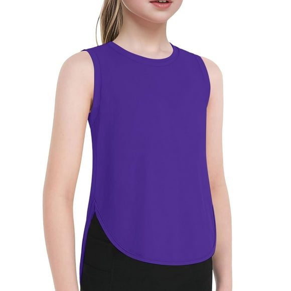 Sunnyoo Big Girls Athletic Tank Top Quick Drying Solid Sleeveless Tops, Sizes 5-14