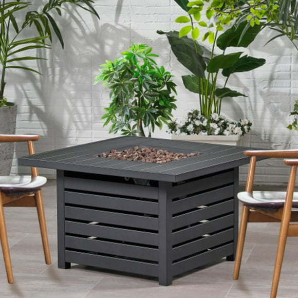 Propane Fire Pit Table, 39" Outdoors Gas Fire Pit Table, 50,000 BTU Auto-Ignition Fire Tables , for Outside Garden Backyard Deck Patio (Square)