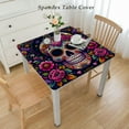 thumbnail image 2 of Day of The Dead Skull Tablecloth Rectangle Table Cover Colorful Flower Skull Washable Table Cloth for Halloween Home Party Dining Table Setting Decoration, 2 of 7