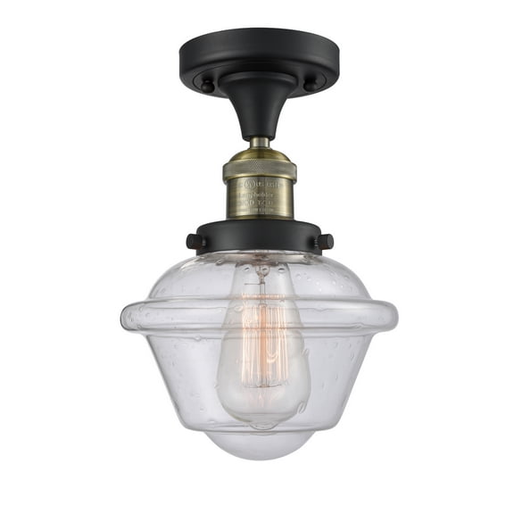 Innovations 1-LT LED Small Oxford 11" Semi-Flush Mount - Black Antique Brass - 517-1CH-BAB-G534-LED