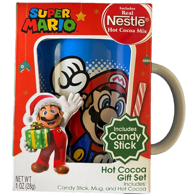 Christmas Hot Cocoa Mug Gift Set, Includes: Super Mario Mug, Nestle's Cocoa  Mix and Candy Stirrer. Bonus: Frosty the Snowman Mini Candy Canes and Swiss  Miss Hot Cocoa Mix with Marshmallows 