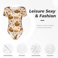 thumbnail image 4 of Balery Thanksgiving With Turkey Pattern Women's Short Sleevee Crew Neck Bodysuit Tops Short Sleeve Tops Basic-Large, 4 of 7