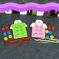 thumbnail image 3 of 2 Sets Sewing Toy Creative Wooden Clothes Lacing Toy Educational Toy for Kids, 3 of 6