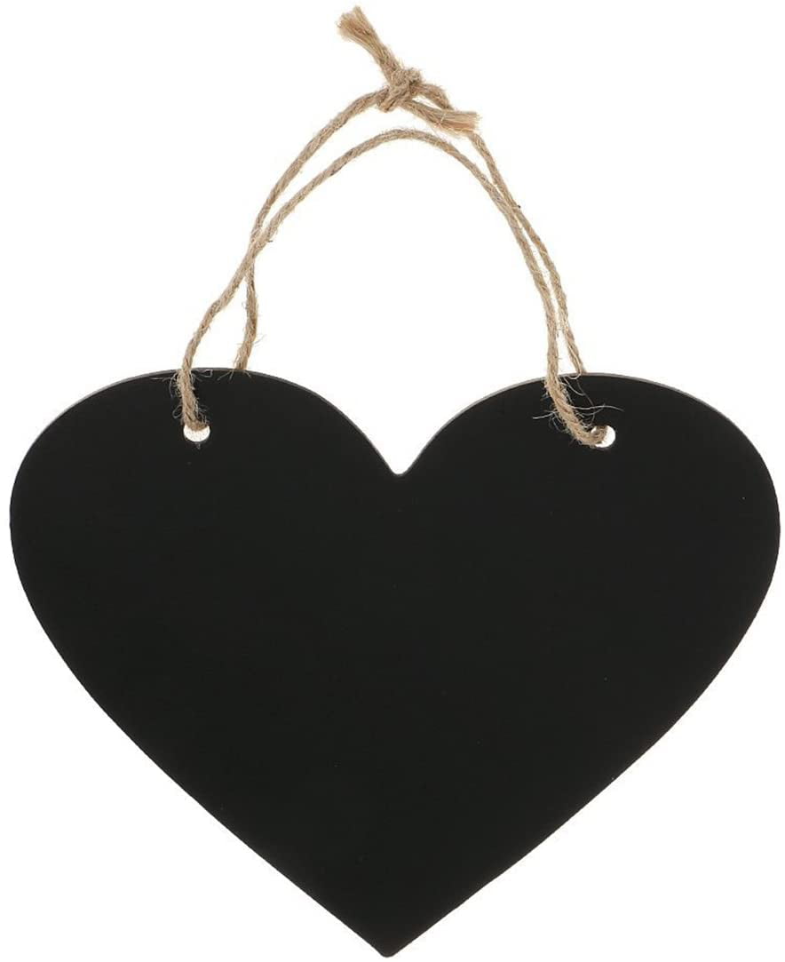 10 Pieces Wooden Heart Hanging Chalkboard Memo Message Blackboard Wedding 