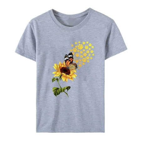 

Dtydtpe Women Summer Short Sleeve Round Neck Flower Printed T Shirts Casual Loose Tee Tops Tee Shirts Girls Women s Silky Tops Women Short Sleeve Dry Fit Womens T Shirts Short Sleeve Scrub Jackets